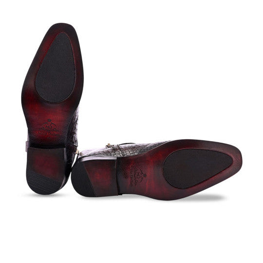 MILLE DOLLARI Men Textured Leather Frontier Boots