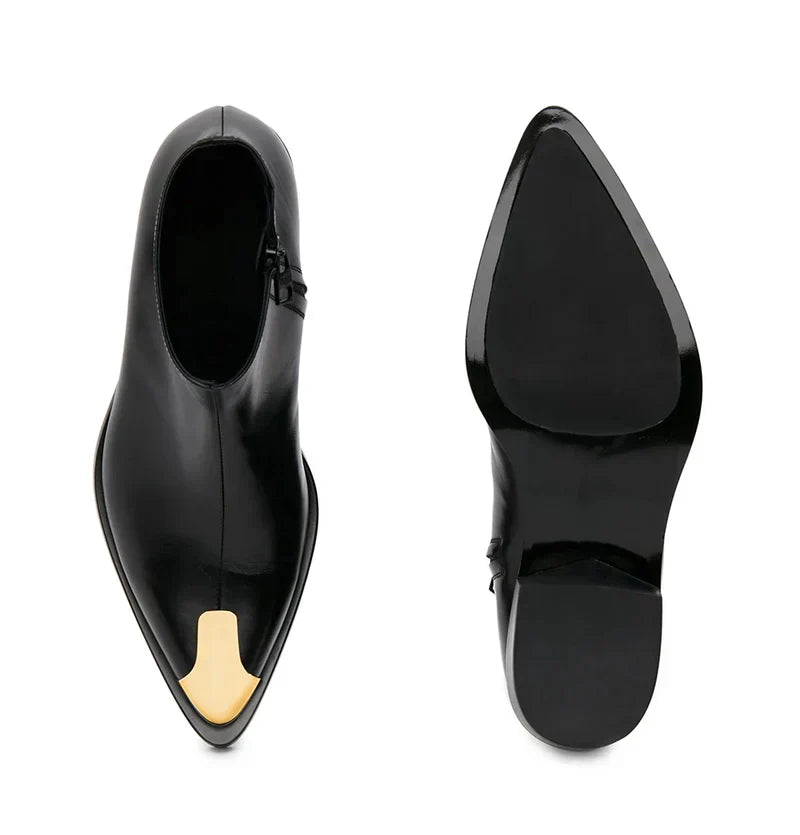 Punk Leather Boots en Toe With Single Buckle