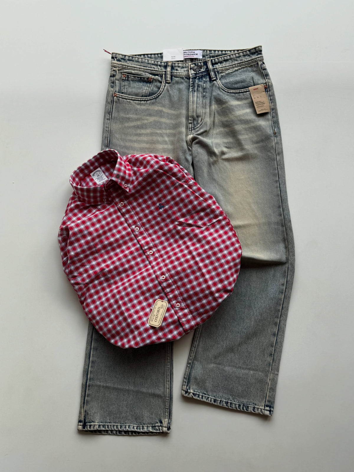 Men’s Denim Jeans & Checkered Shirt Combo