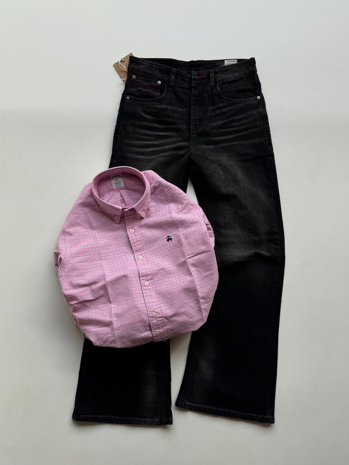 Men’s Denim Jeans & Checkered Shirt Combo