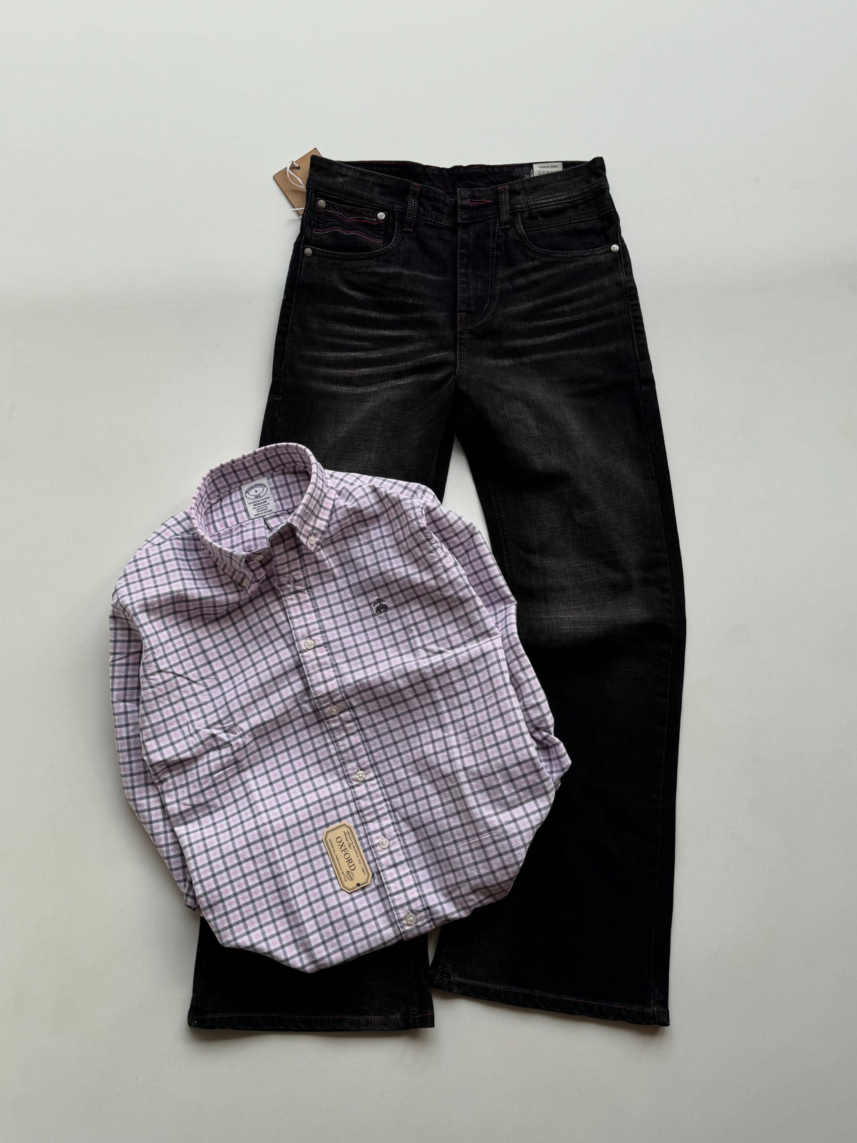Men’s Denim Jeans & Checkered Shirt Combo