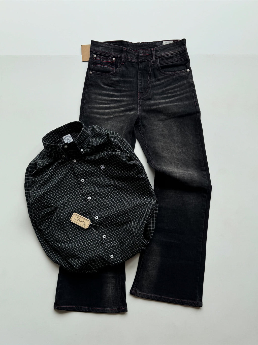 Men’s Denim Jeans & Checkered Shirt Combo