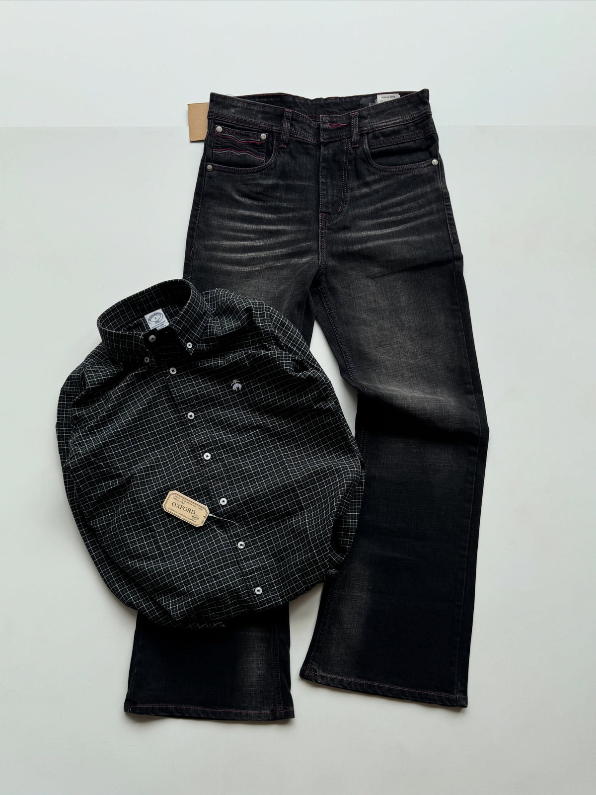Men’s Denim Jeans & Checkered Shirt Combo