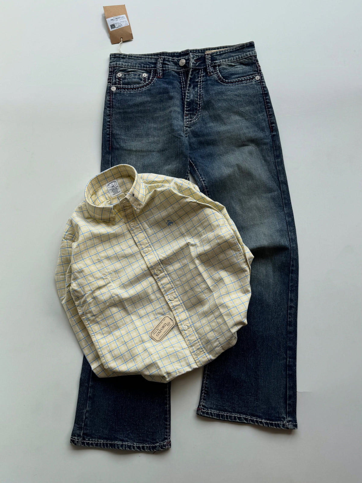 Men’s Denim Jeans & Checkered Shirt Combo