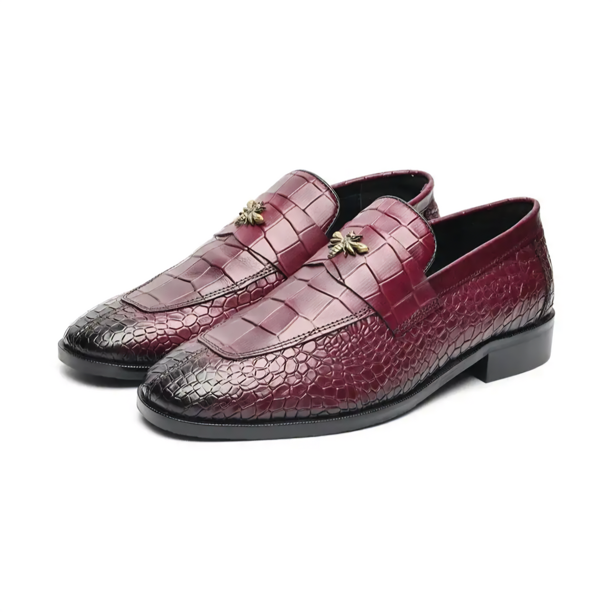Peter Monk Men Textured Tunit Wine Loafer Wooden Sole