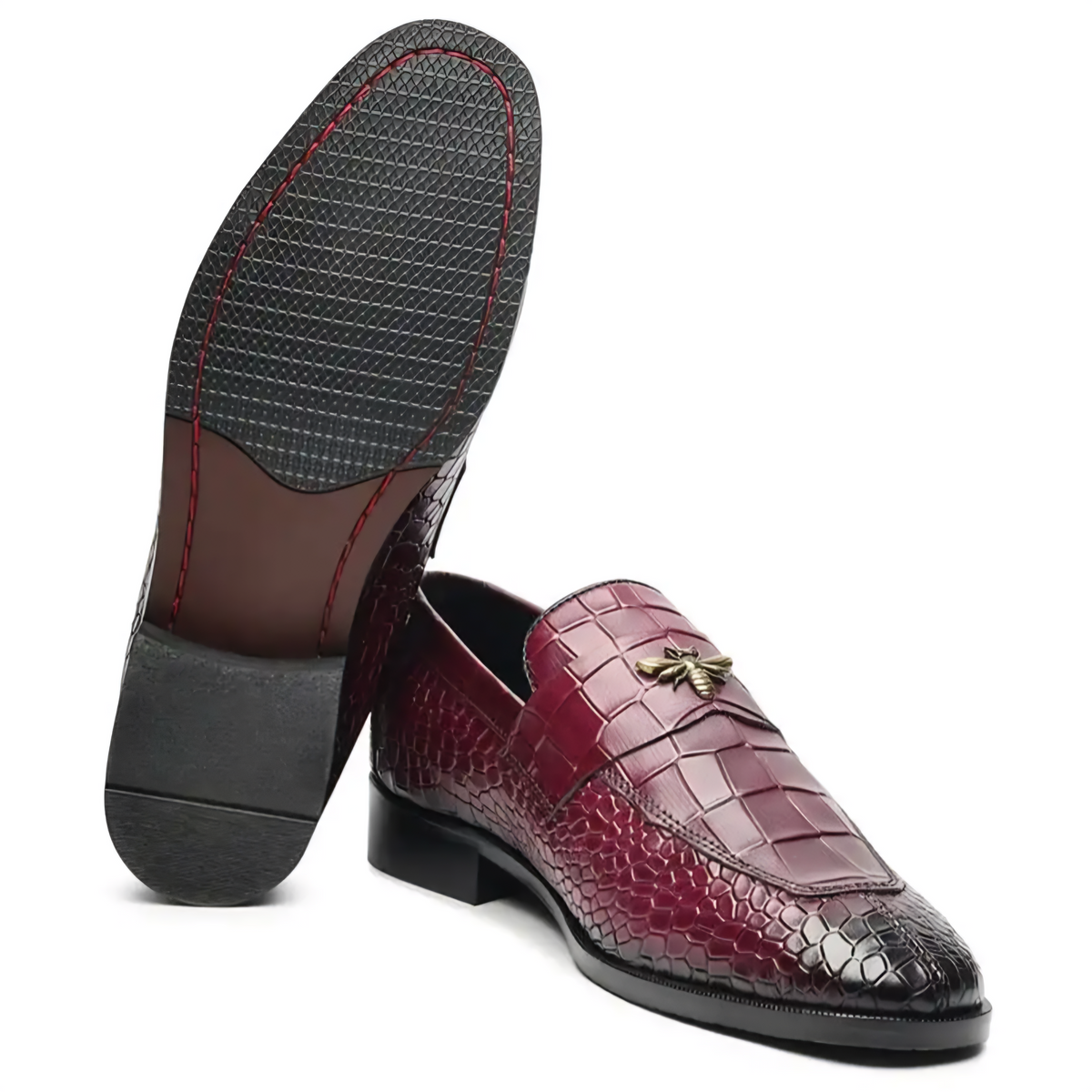 Peter Monk Men Textured Tunit Wine Loafer Wooden Sole
