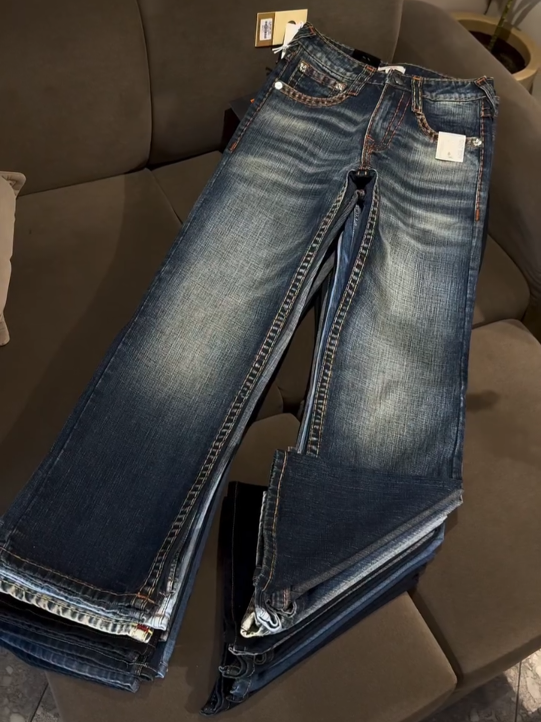 Men’s Dark Blue Faded Slim-Fit Denim Jeans