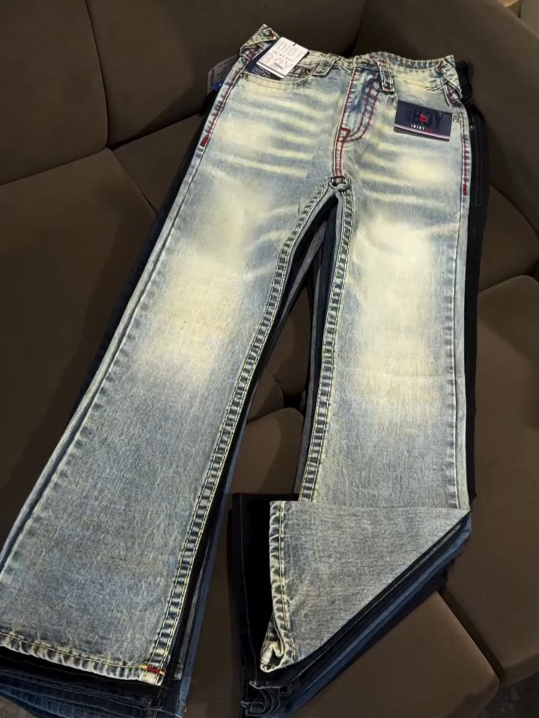 Men’s Dark Blue Faded Slim-Fit Denim Jeans
