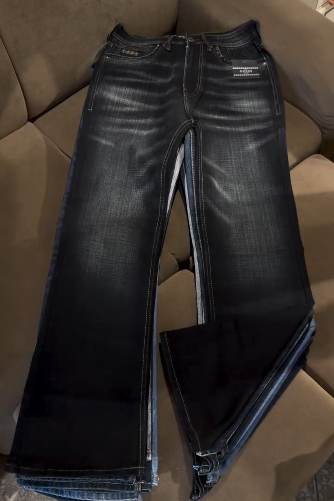 Men’s Dark Blue Faded Slim-Fit Denim Jeans
