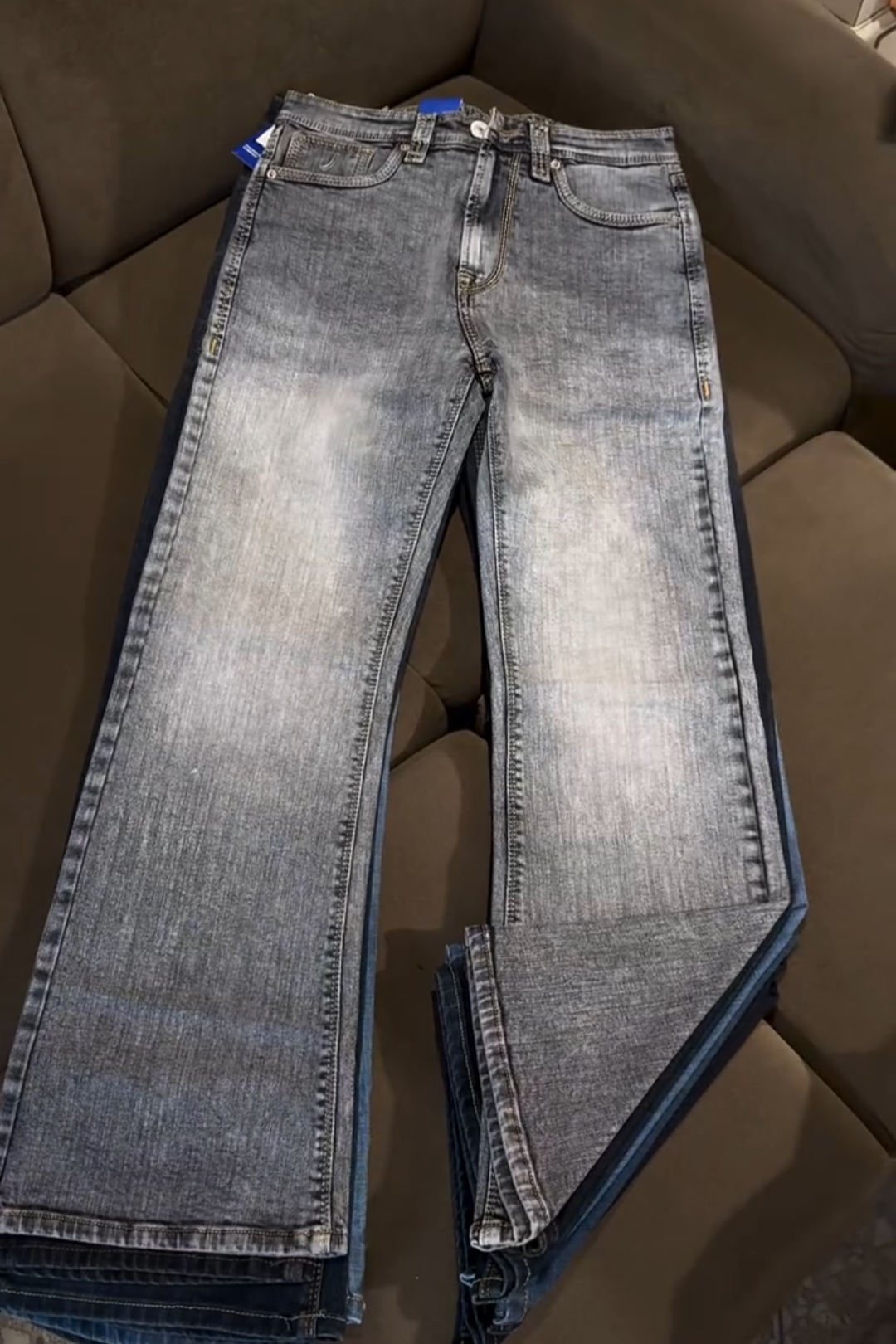 Men’s Dark Blue Faded Slim-Fit Denim Jeans