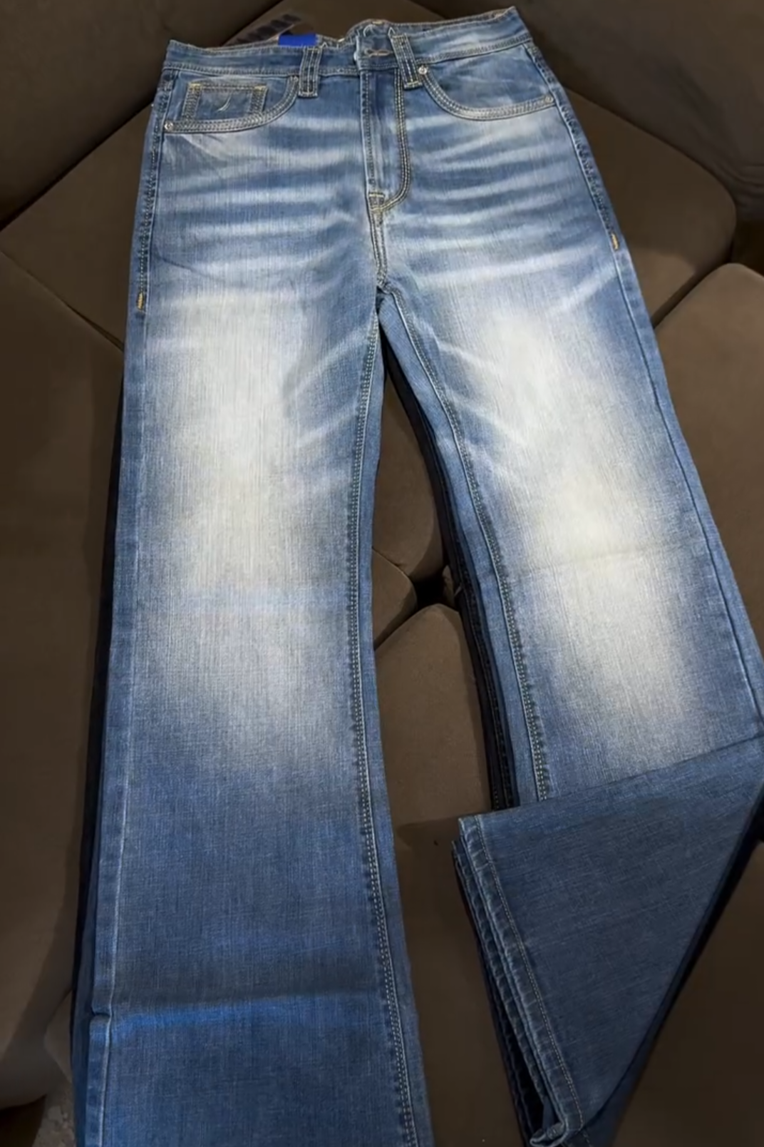 Men’s Dark Blue Faded Slim-Fit Denim Jeans