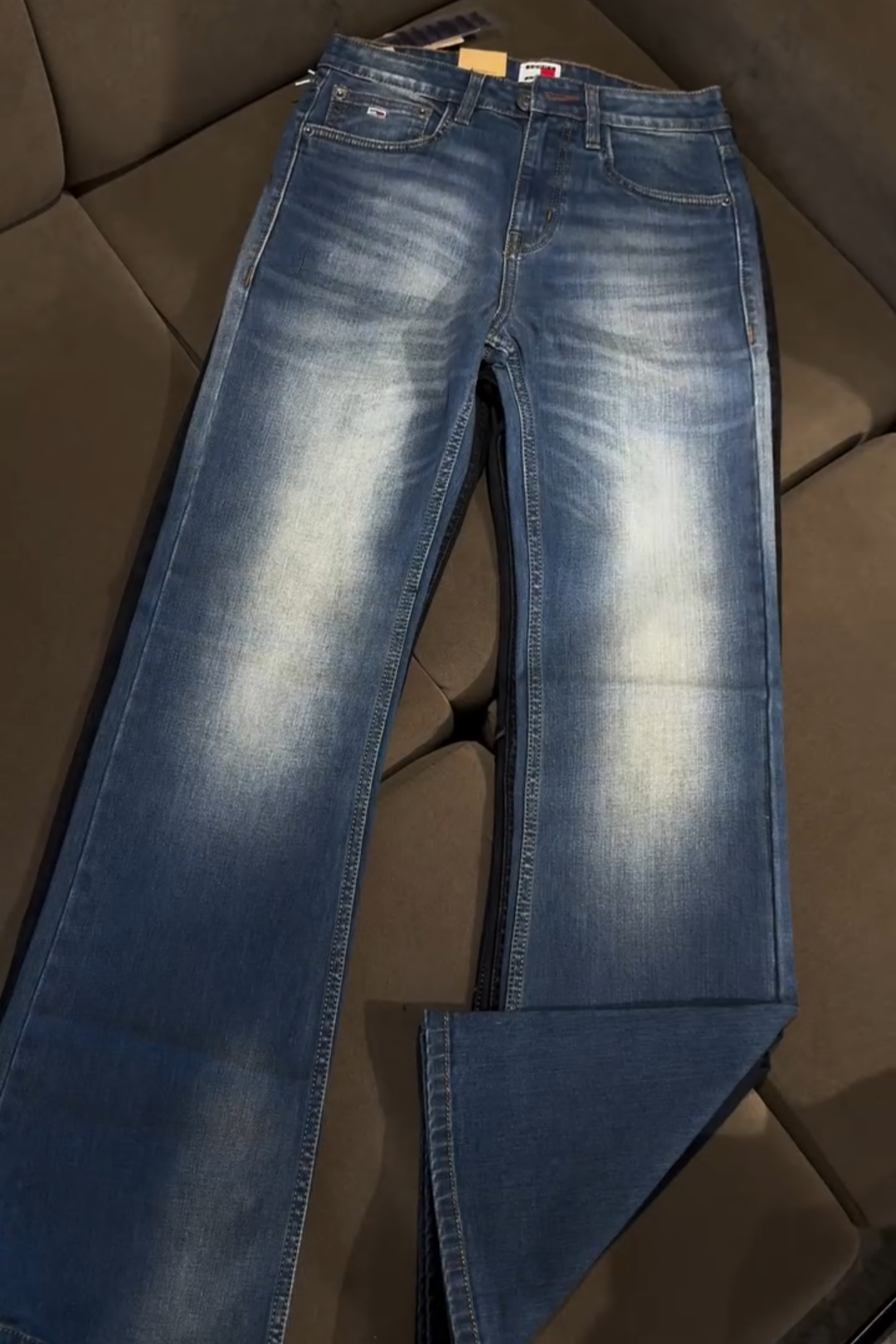 Men’s Dark Blue Faded Slim-Fit Denim Jeans