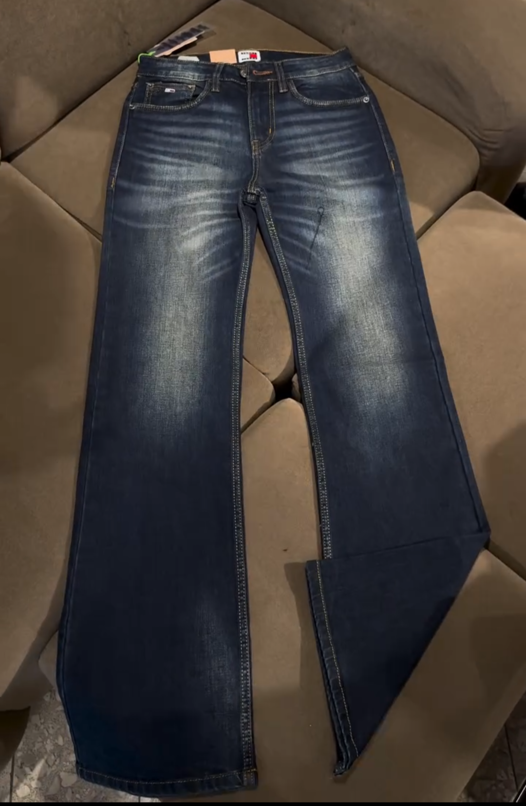 Men’s Dark Blue Faded Slim-Fit Denim Jeans