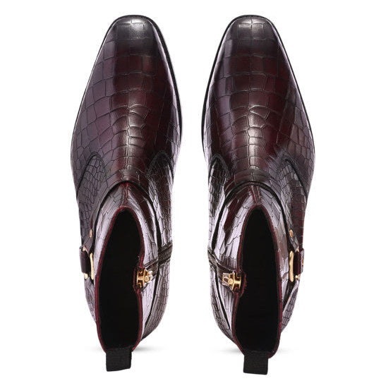 MILLE DOLLARI Men Textured Leather Frontier Boots