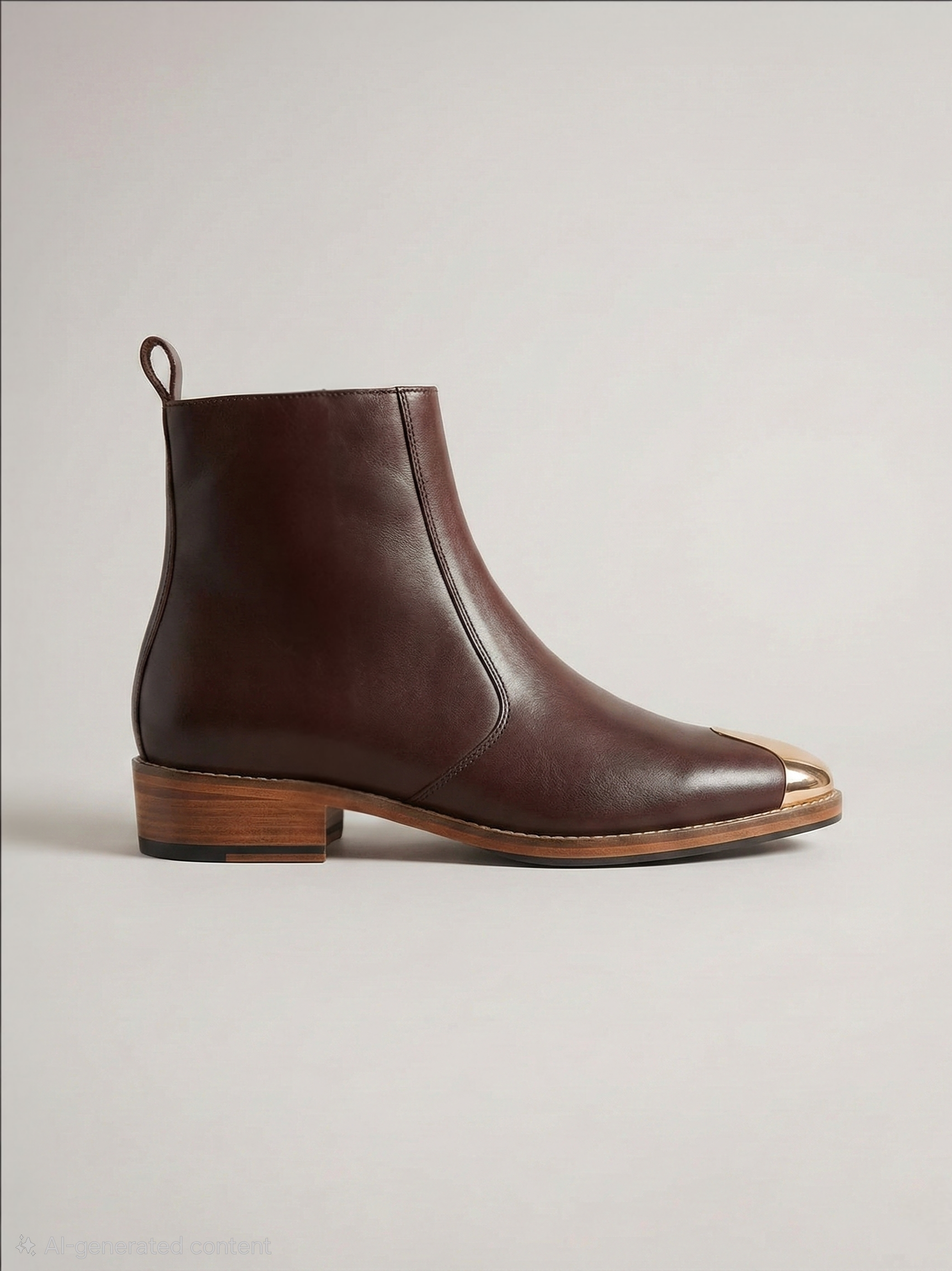 Brown Chelsea Boots with Gold Toe (WOODEN SOLE)