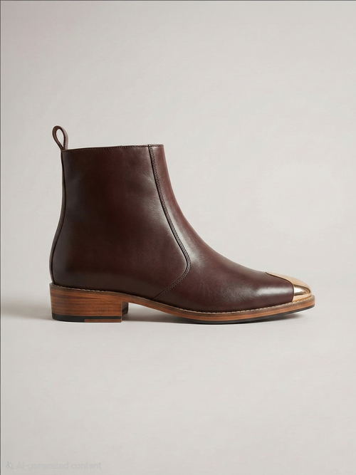 Brown Chelsea Boots with Gold Toe (WOODEN SOLE)