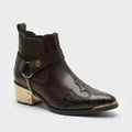 Pointed-Toe Chelsea with Cowboy Leather & Gold Heel-Toe