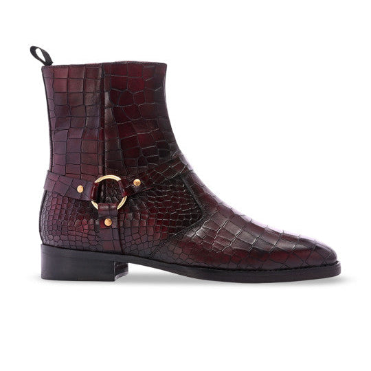 MILLE DOLLARI Men Textured Leather Frontier Boots